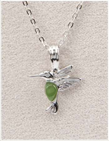 Necklace - Jade Dainty Hummingbird
