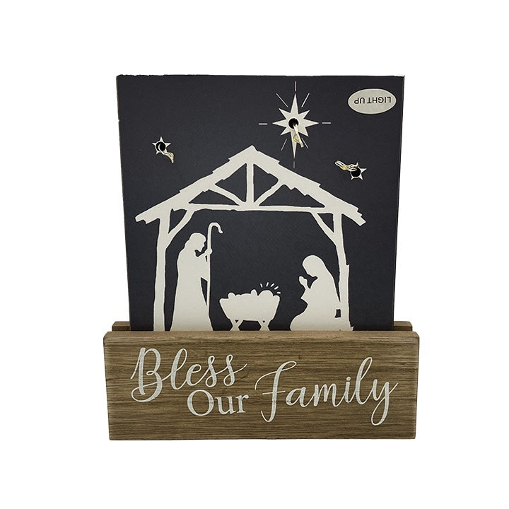 Printed Wood Nativity Plaque - Light-up