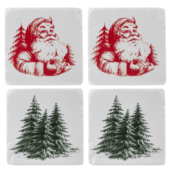 Santa and Forest Set of 4 Coasters