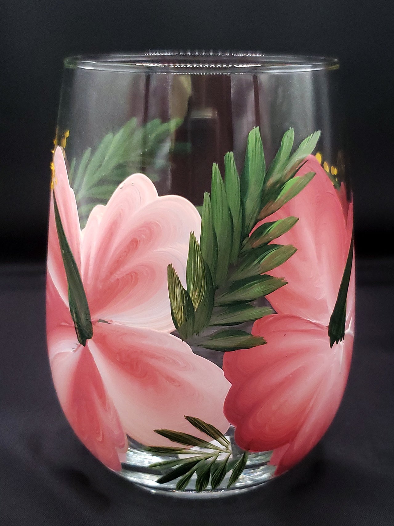 Stemless Wine Glasses - Hibiscus Dark Orange