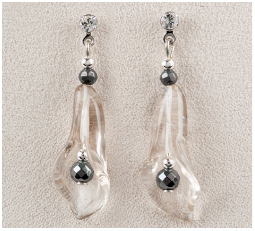 Earrings - Hematite Cala Lily