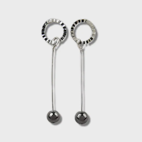 Earrings - Hematite Celestial Ring