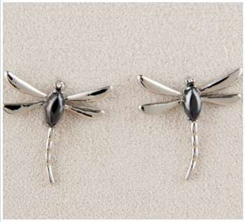 Earrings - Hematite Dragonfly