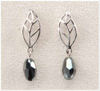 Earrings - Hematite Leaf