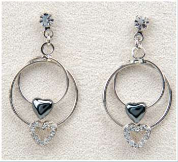 Earrings - Hematite True Love