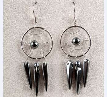 Earrings - Hematite Dreamcatcher