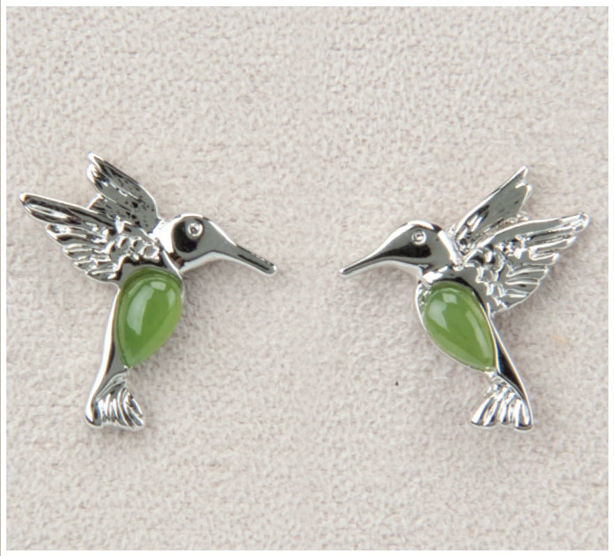 Jade Earrings - Dainty Hummingbird