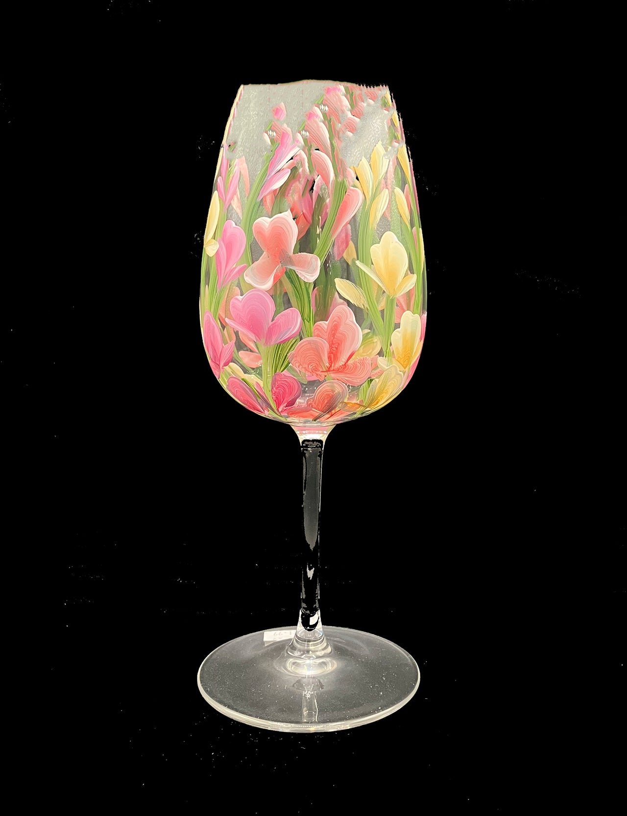 Stemmed Wine Glasses - Wildflowers Pink