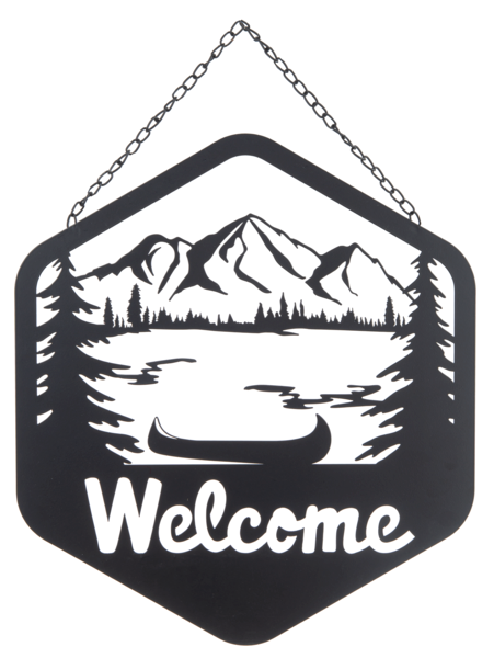 Metal Welcome Sign - Mountain Scenery