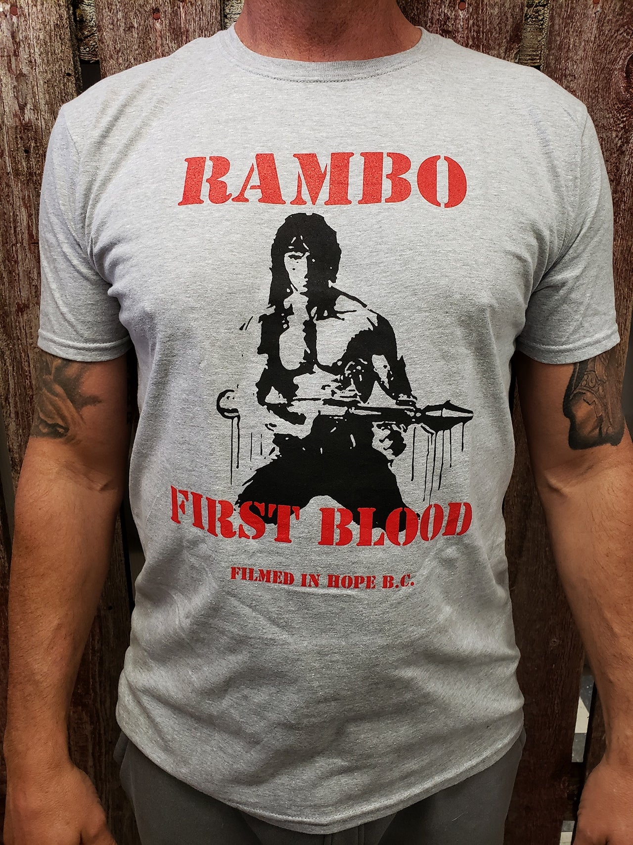 Men's T-Shirts - Rambo Gun - Gry