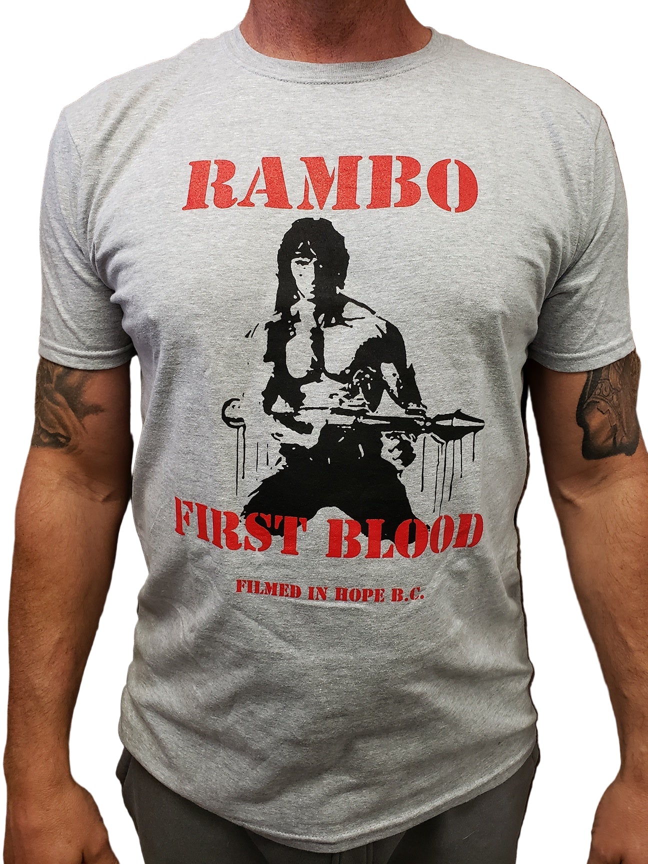 Men's T-Shirts - Rambo Gun - Gry