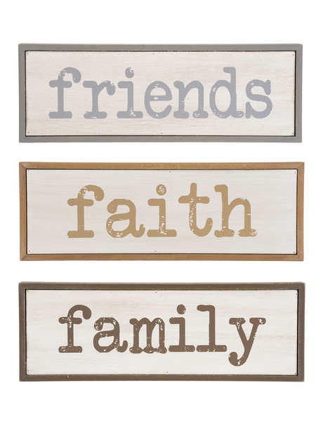 Shelf Signs - Family, Friends, Faith