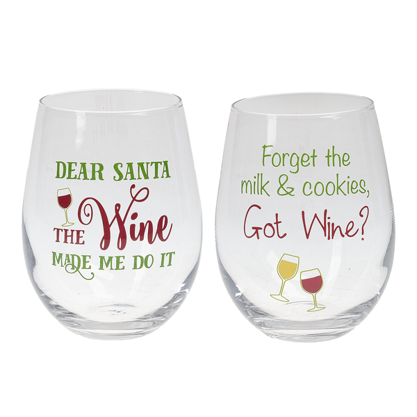 Holiday Stemless Wine Glasses - Different sayings