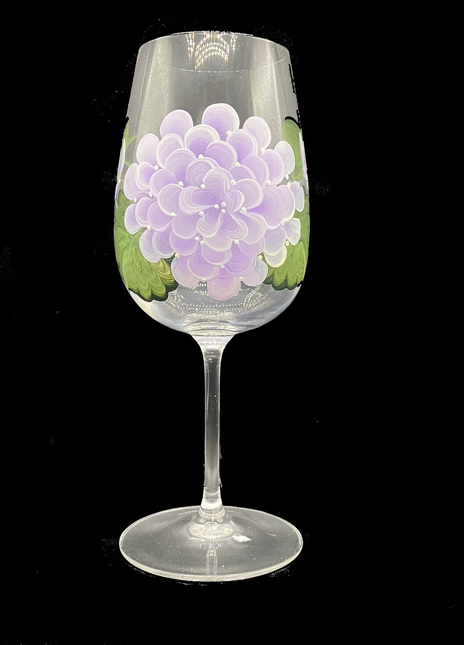 Stemmed Wine Glasses - Hydrangea
