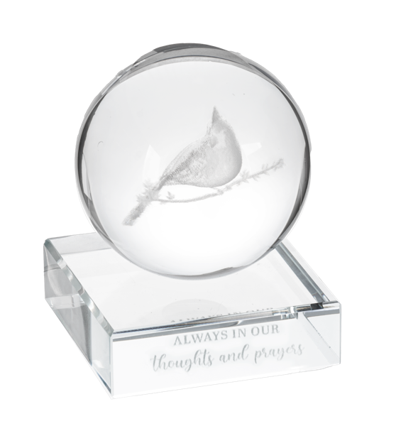 Memorial Glass Ball w/Cardinal