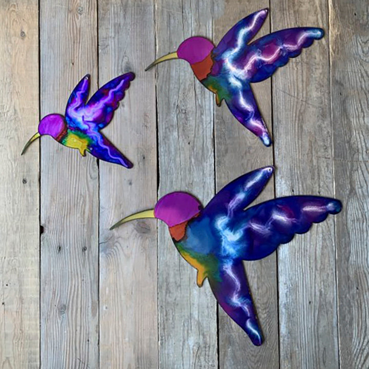 Metal Hand-painted Hummingbirds