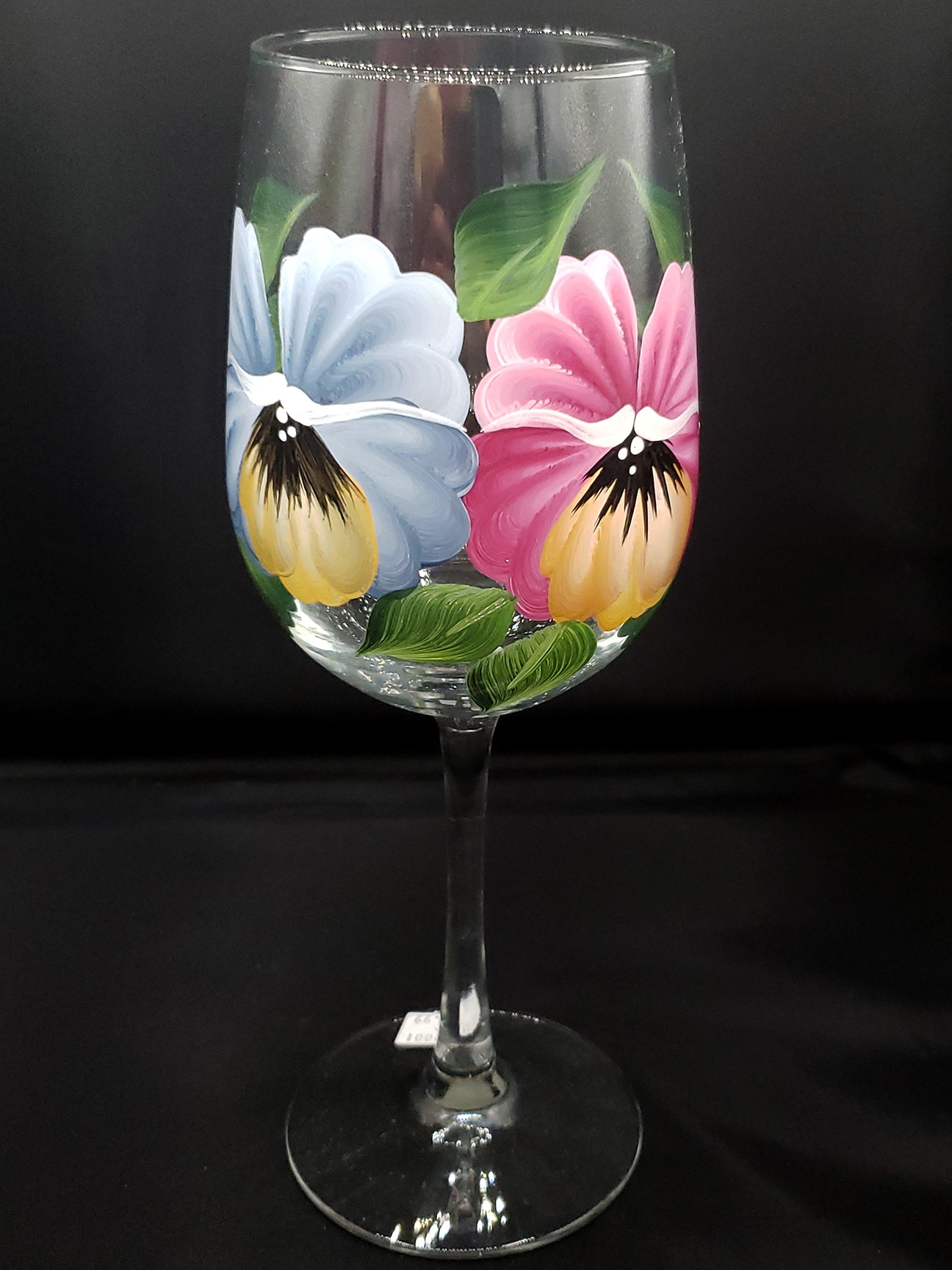 Stemmed Wine Glasses - Pansies
