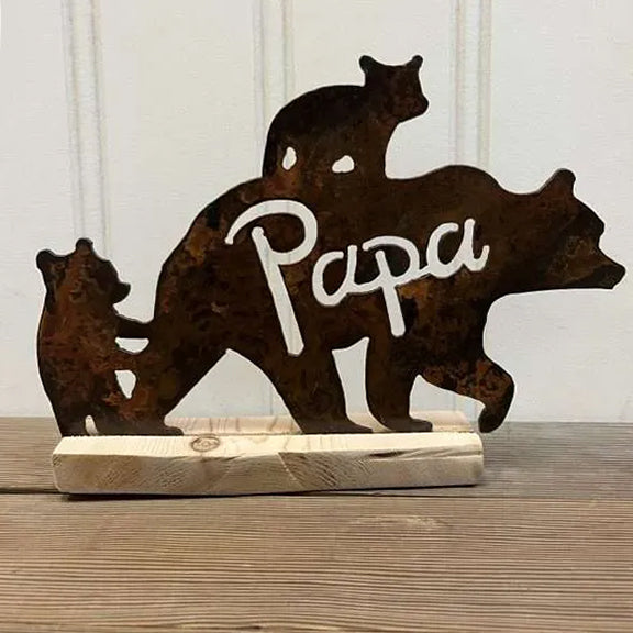 Papa Bear on Wood Stand
