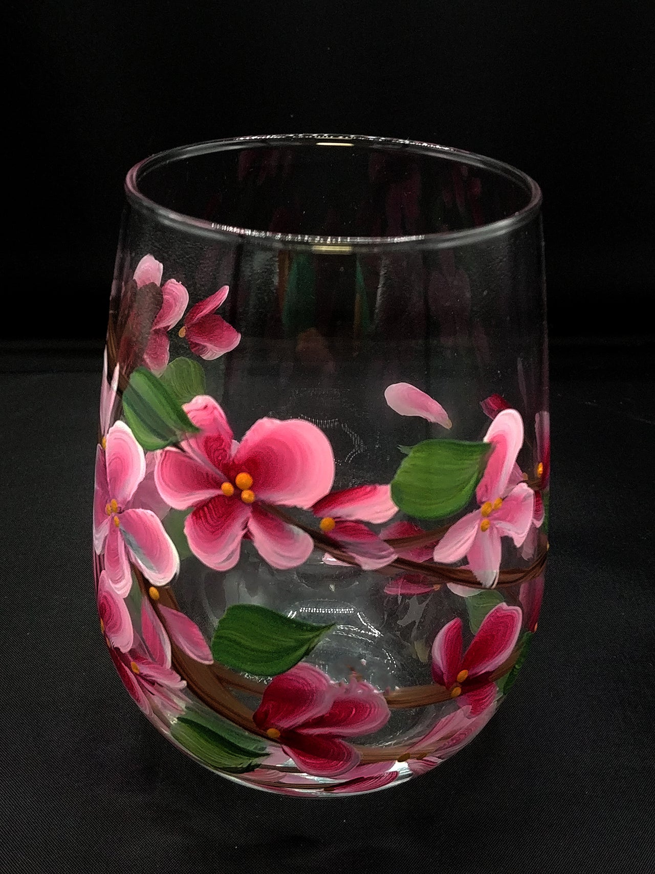 Stemless Wine Glasses - Cherry Blossoms
