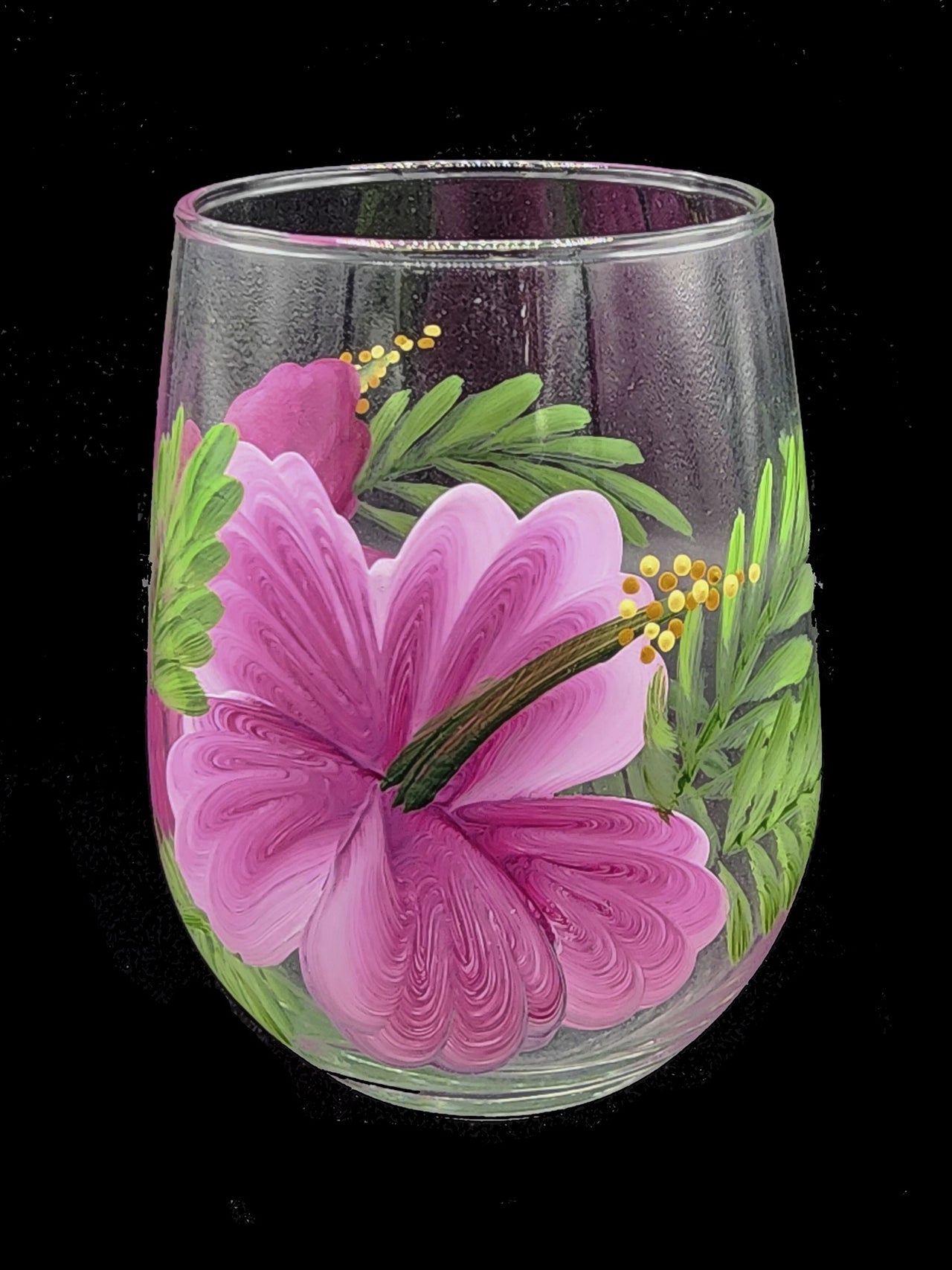 Stemless Wine Glasses - Hibiscus Dk Pink