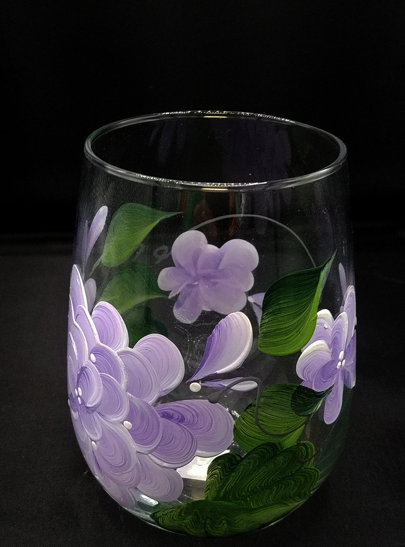 Stemless Wine Glasses - Hydrangea