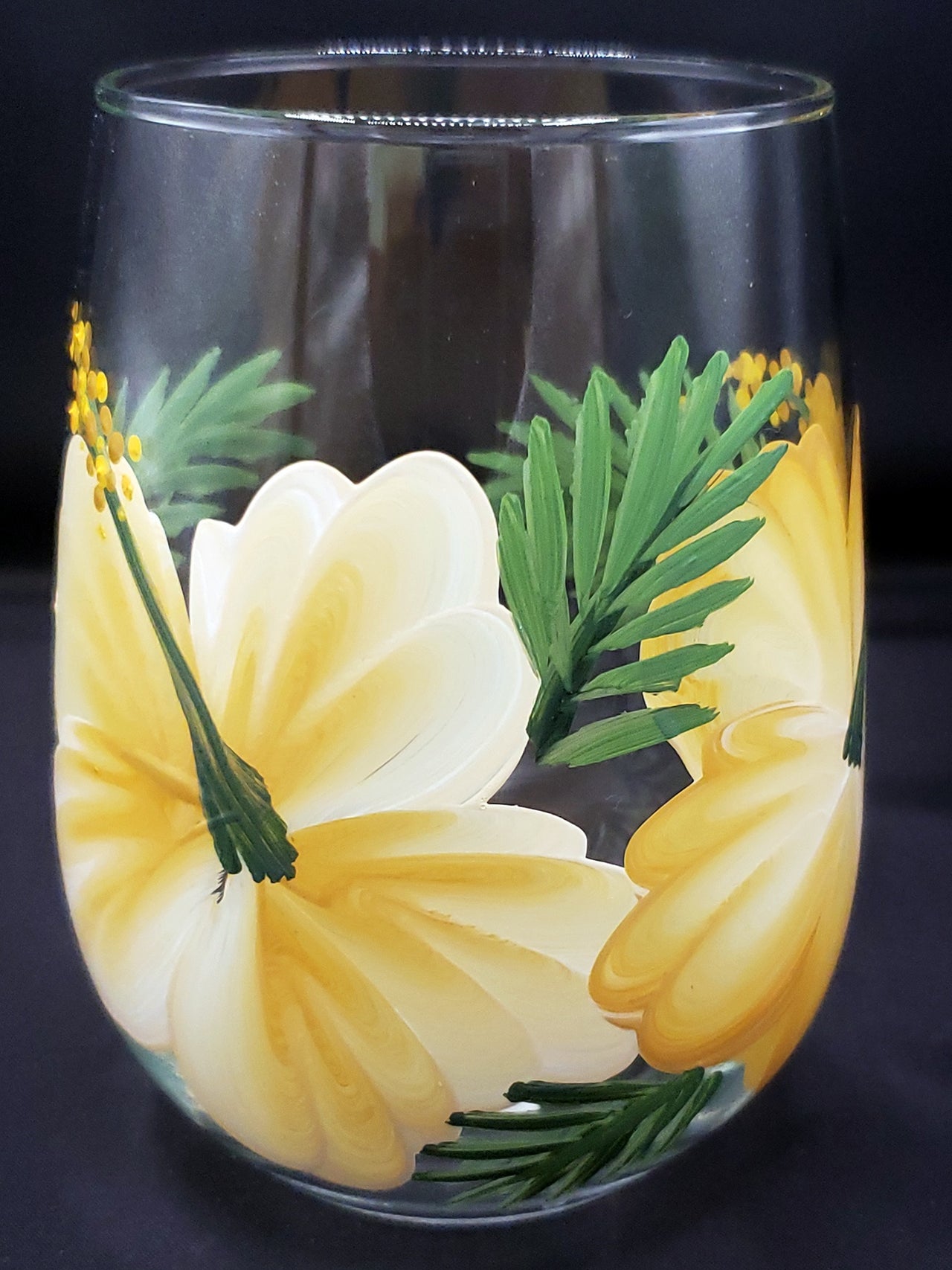 Stemless Wine Glasses - Hibiscus Yellow