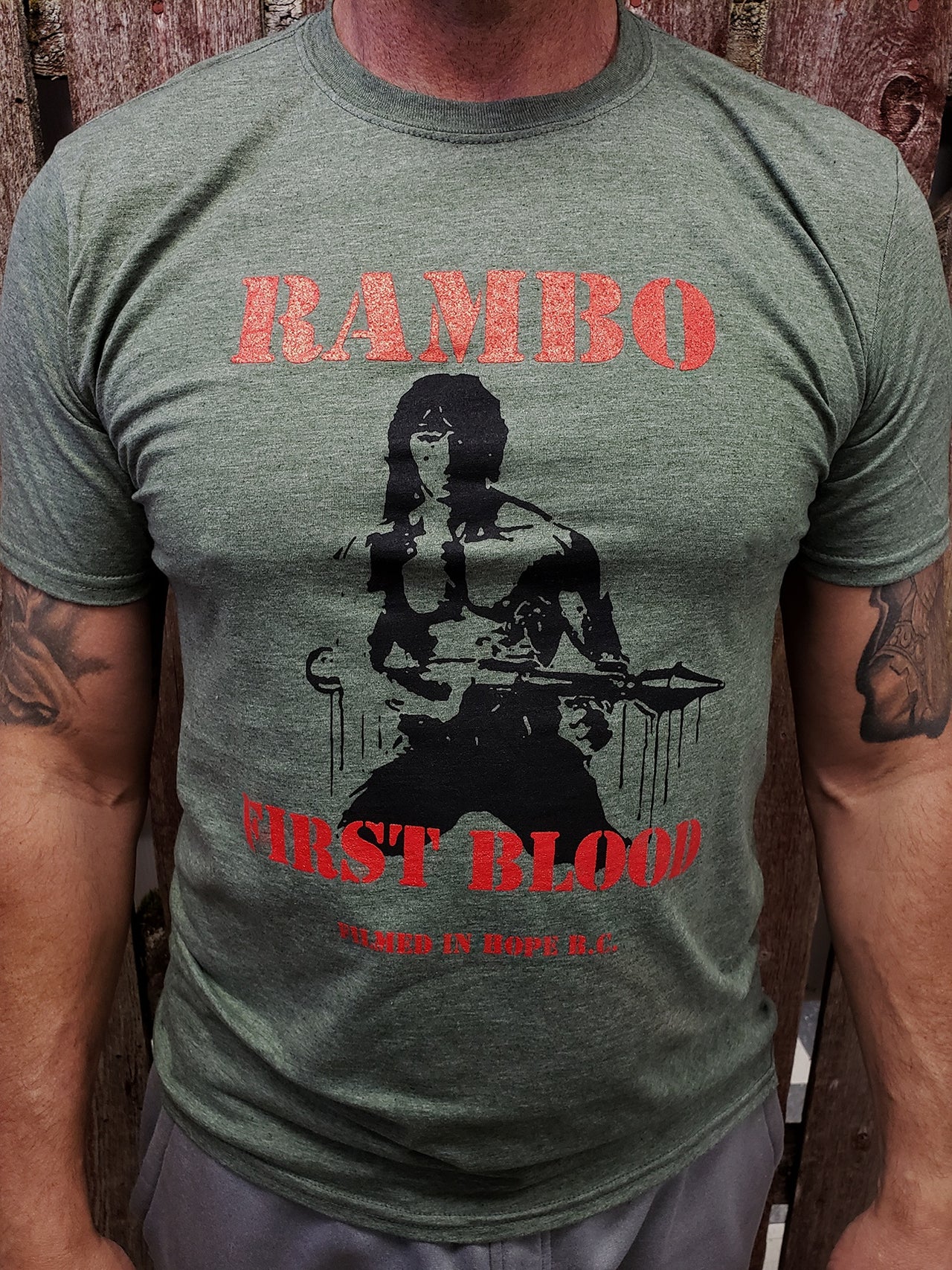 Men's T-Shirts - Rambo Gun - Grn