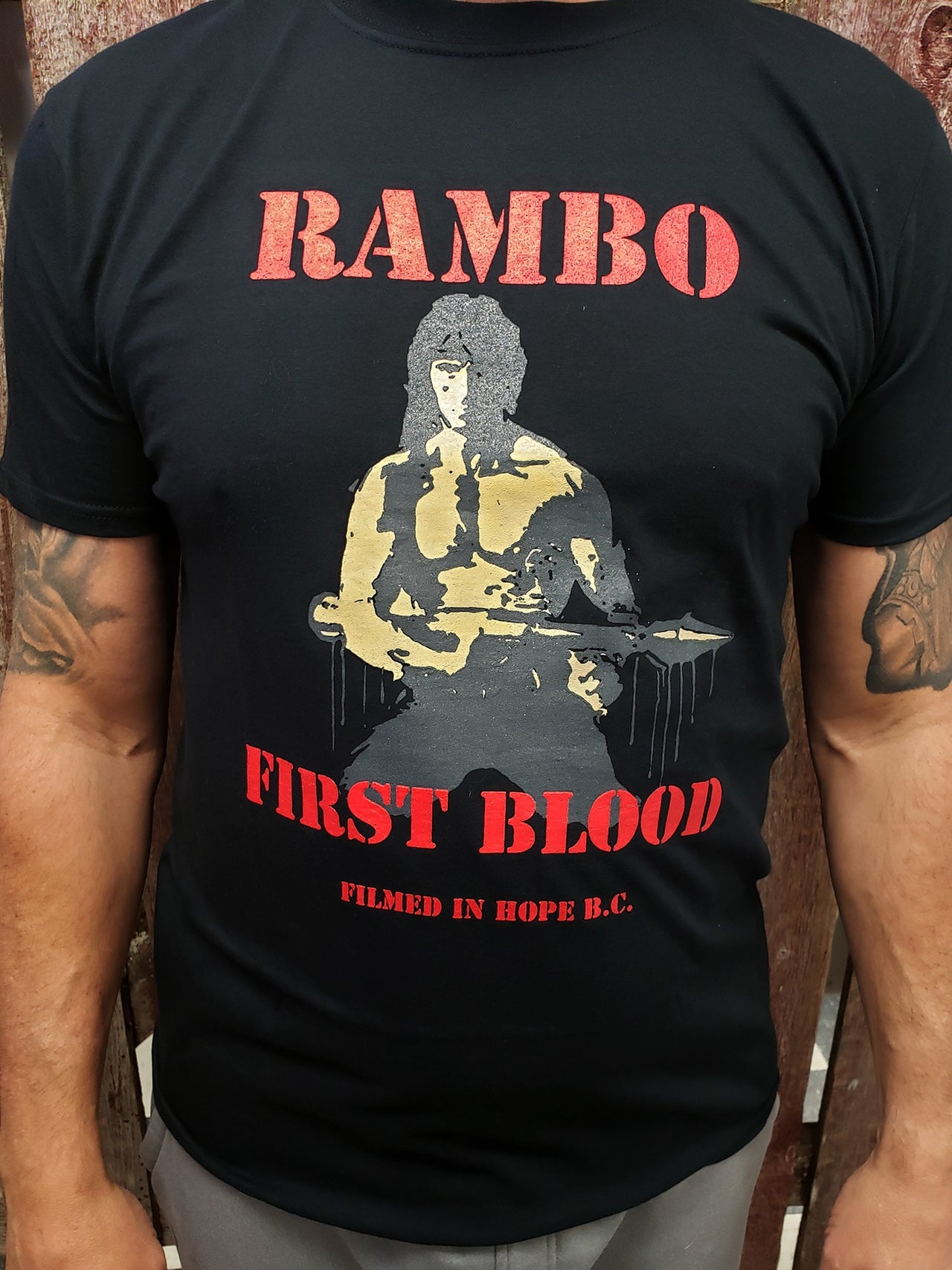 Men's T-Shirts - Rambo Gun - bk